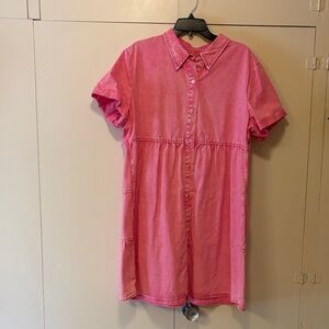 Pink Button-Up Dress
